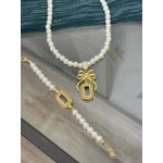 Gram Altınlık Fiyonklu İnci Set Seri 2 (Kolye 50 cm)