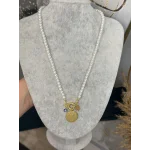 Dümen Kilit Yarım Altınlı İnci Kolye (60 cm)
