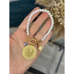 Dümen Kilit Tam Altınlı İnci Bileklik (18 cm)