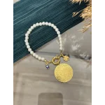 Dümen Kilit Tam Altınlı İnci Bileklik (18 cm)