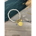 Dümen Kilit Yarım Altınlı İnci Bileklik (18 cm )