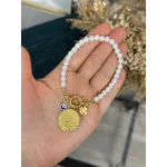 Dümen Kilit Yarım Altınlı İnci Bileklik (18 cm )