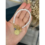 Dümen Kilit Çeyrek Altınlı İnci Bileklik (18 cm)