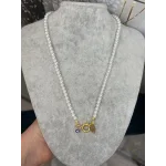 Dümen Kilit Charmli İnci Set ( Kolye 60 cm -Bileklik 18 cm)