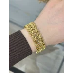 22 Ayar Kaplama Geniş Başak Bileklik (19 cm+4 cm)