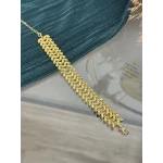 22 Ayar Kaplama Geniş Başak Bileklik (19 cm+4 cm)