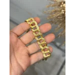 22 Ayar Kaplama Çizgi Dokulu Samanyolu Bileklik (19 cm)