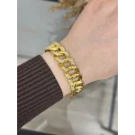 22 Ayar Kaplama Çizgi Dokulu Samanyolu Bileklik (19 cm)