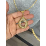 22 Ayar Kaplama Başak Yaprağı Model Çeyreklik Kolye 50 cm)