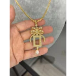 Gram Altınlık İncili Fiyonklu Burgu Kolye (60 cm)