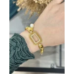 Gram Altınlık İşlemeli İncili Samanyolu Bileklik (19+3 cm)