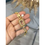 Gram Altınlık İşlemeli İncili Samanyolu Bileklik (19+3 cm)