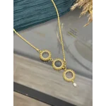 Üç Çeyreklik Doğal İncili Buğday Model Burgu Kolye (65 cm)