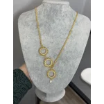 Üç Çeyreklik Doğal İncili Buğday Model Burgu Kolye (65 cm)