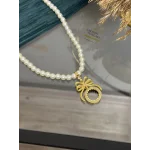 Çeyreklik Taşlı İncili Fiyonk Kolye (60 cm)