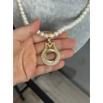 Çeyreklik Taşlı Lale Model İnci Kolye (50 cm)