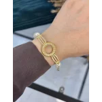 Çeyreklik Taşlı Tasarım İnci Bileklik (18+3 cm )