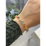 İthal Baklava Model Renkli Taşlı A kalite Bileklik