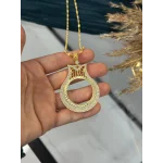 Tam Altınlık Taşlı Lale Model Kolye (60 cm)
