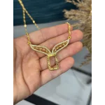 Gram Altınlık Tasarım Pul Detaylı Singapur  Kolye (65 cm-Klips yoktur)