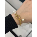 Gram Altınlık Burgu Detaylı Yarım İnci Bileklik (17 cm+3 cm)