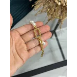 Gram Altınlık Burgu Detaylı Yarım İnci Bileklik (17 cm+3 cm)