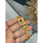 Gram Altınlık Çift Sıra Taşlı Yaprak Detaylı Bileklik