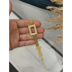 Gram Altınlık Çift Sıra Taşlı Yaprak Detaylı Bileklik