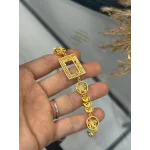 Gram Altınlık Çift Sıra Taşlı Yuvarlak Çiçek Detaylı Bileklik