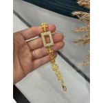 Gram Altınlık Çift Sıra Taşlı Yuvarlak Çiçek Detaylı Bileklik