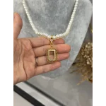 Gram Altınlık İşlemeli İnci Kolye (50 cm)