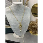 Gram Altınlık Taşlı Fiyonklu Sade Çerçeveli Kolye