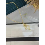 Gram Altınlık Taşlı Fiyonklu Sade Çerçeveli Kolye