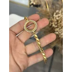 22 Ayar Tek Sıra Taşlı Çeyreklik Arpa Bileklik