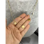 Çelik İkili Yonca Pullu Kolye (40+5 cm)