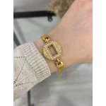 Gram Altınlık İşlemeli Yuvarlak Hasır Bileklik