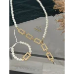 İncili Gram Altınlık Y Kolye-Bileklik Kombini