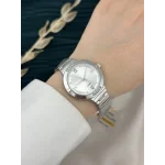 İthal Gümüş Metal Taşlı Spor Saat (Bileklik hediyeli)