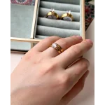 Tek Taş-Alyans İkili Çelik Yüzük