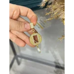 Yuvarlak Gram Altınlık Taşlı Dörtgen Klipsli Kolye Ucu