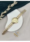 İthal Gold Metal Taşlı Spor Saat (Bileklik hediyeli)