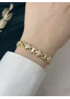 14K Gold Taşlı Trend Vip Bileklik (17+2 cm)