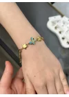 Çocuk Mineli Mavi Kelebek-Yıldız Bileklik (15.5+3 cm)