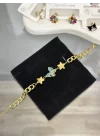 Çocuk Mineli Mavi Kelebek-Yıldız Bileklik (15.5+3 cm)
