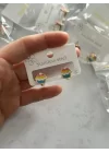 Renkli Kap Kek Çocuk Küpe