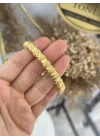 22 Ayar Oval  Topçuk Detaylı Kelepçe Bilezik (6 cm)