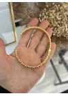 22 Ayar Oval  Topçuk Detaylı Kelepçe Bilezik (6 cm)