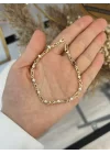 Sıra Kalpli İncili Zarif XP Bileklik (17+2 cm)