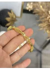 22 Ayar Oval Hasır Geçişli Kelepçe Bilezik (6.0 cm)