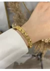 22 Ayar Kalem İşi Sıra Yoncalı Kelepçe Bilezik (6.0 cm)